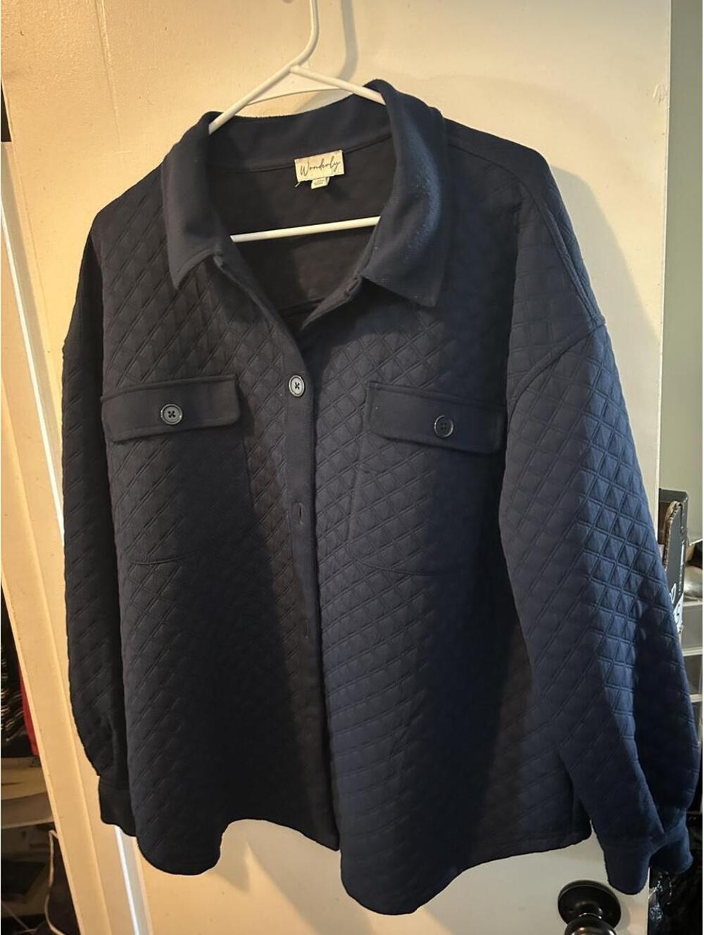 Wonderly Navy blue quilted jacket with diamond pattern size XL